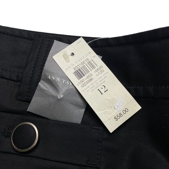 Ann Taylor Black Pleated Stretch Cotton Blend Skirt Sz 12 NWT - Picture 9 of 10